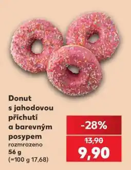 Kaufland Donut s jahodovou příchutí a barevným posypem nabídka