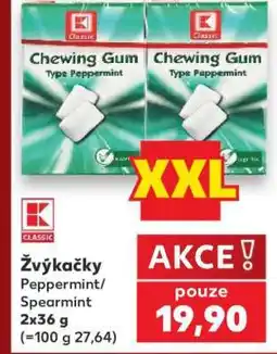 Kaufland Žvýkačky Peppermint/Spearmint 2x36 g nabídka