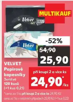 Kaufland VELVET Papírové kapesníky nabídka