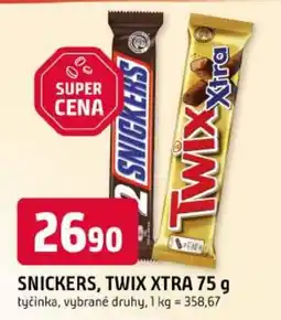 Trefa Snickers, twix xtra nabídka