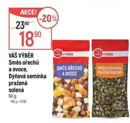 Globus VÁŠ VÝBĚR Směs ořechů a ovoce, Dýňová semínka pražená solená nabídka