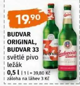 Trefa Budvar original, budvar 33 světlé pivo ležák nabídka