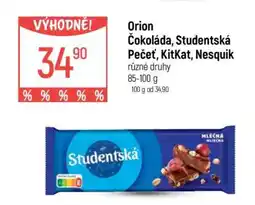 Globus Orion Čokoláda, Studentská Pečeť, KitKat, Nesquik nabídka