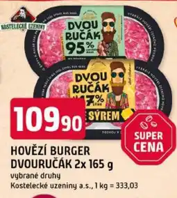 Trefa Kostelecké uzeniny Hovězí burger dvouručák nabídka