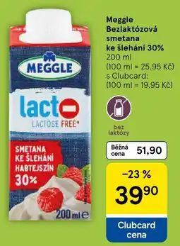 Tesco Meggle bezlaktózová smetana ke šlehání 30% nabídka
