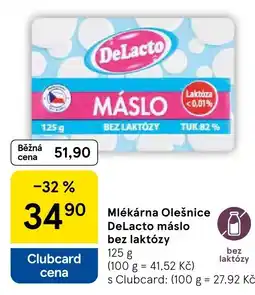 Tesco DeLacto máslo bez laktózy nabídka
