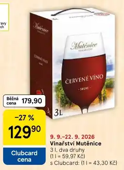 Tesco Vinařství Mutěnice Červené víno nabídka