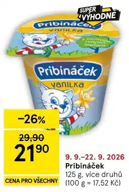 Tesco Pribináček vanilka nabídka