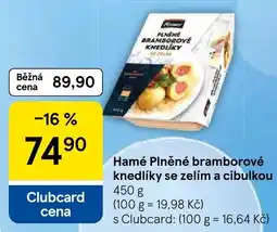 Tesco Hamé plněné bramborové knedlíky se zelím a cibulkou nabídka