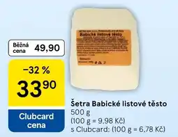 Tesco Šetra Babické listové těsto nabídka