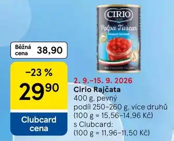 Tesco Cirio Rajčata nabídka