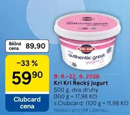 Tesco Kri Kri Řecký jogurt nabídka