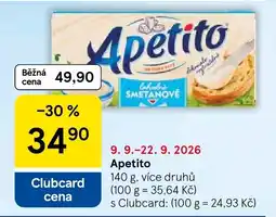 Tesco Apetito smetanové nabídka