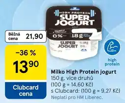 Tesco Milko high protein jogurt nabídka