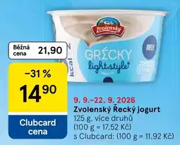 Tesco Zvolenský Řecký jogurt nabídka
