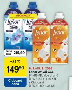 Tesco Lenor Aviváž XXL nabídka