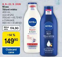 Tesco Nivea tělové mléko nabídka
