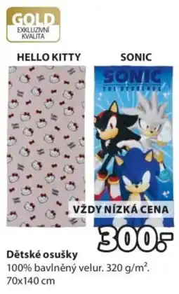 JYSK Hello Kitty Sonic dětské osušky nabídka