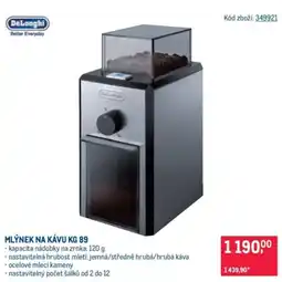 Makro DeLonghi mlýnek na kávu kg 89 nabídka