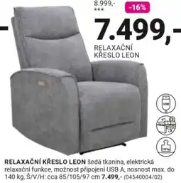 Möbelix Leon relaxační křeslo nabídka