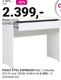 Möbelix Espresso psací stůl nabídka