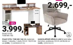 Möbelix Psací stůl tobi mx 166 bílá, šedá/dub nabídka