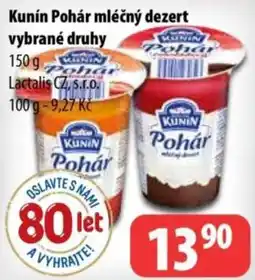 Partner Maloobchodní síť Kunin Pohár mléčný dezert nabídka