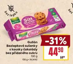 Billa Gullón bezlepkové sušenky s kousky čokolády bez přidaného cukru nabídka