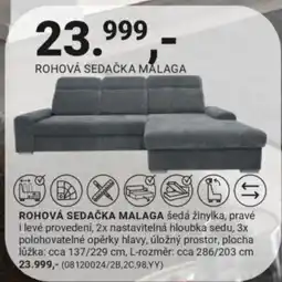 Möbelix Malaga rohová sedačka nabídka