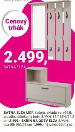 Möbelix Šatna Elza nabídka
