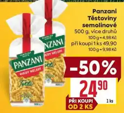 Billa Panzani těstoviny semolinové nabídka