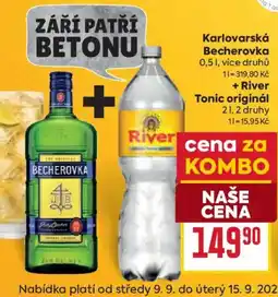 Billa Becherovka + River Tonic originál nabídka