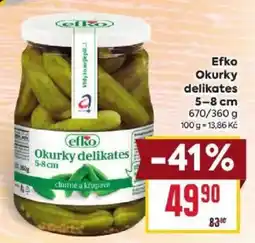 Billa Efko Okurky delikates nabídka