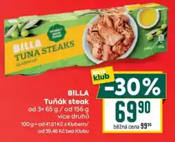 Billa Billatuňák steak nabídka