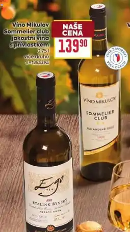 Billa Vino Mikulov Sommelier club jakostní vina s přívlastkem nabídka