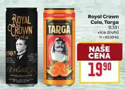 Billa Royal Crown Cola, Targa nabídka