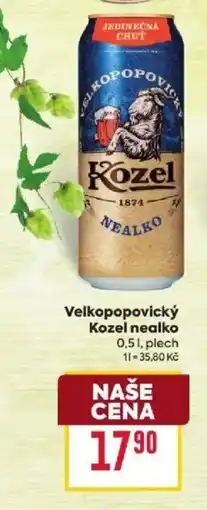 Billa Kozel velkopopovický nealko nabídka