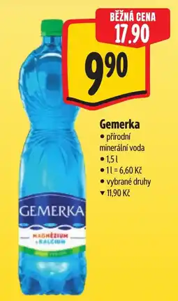 Albert Gemerka přírodní minerální voda nabídka