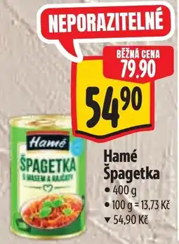 Albert Hamé Špagetka s masem a rajčaty nabídka