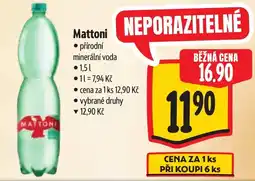 Albert Mattoni přírodní minerální voda nabídka