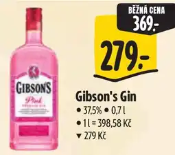 Albert Gibson's Gin nabídka