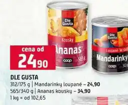 Terno DLE GUSTA 312/175 g Mandarinky loupané 565/340 g Ananas kousky nabídka