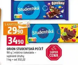 Terno ORION STUDENTSKÁ PEČEŤ 90 g mléčná čokoláda vybrané druhy nabídka