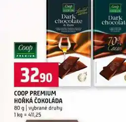 Terno COOP PREMIUM HOŘKÁ ČOKOLÁDA 80 g vybrané druhy nabídka