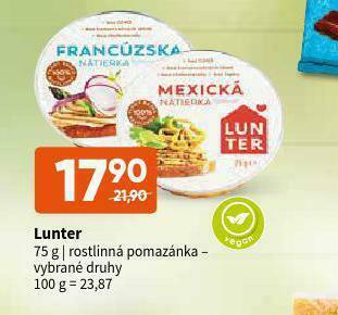 Terno Lunter rostlinná pomazánka nabídka