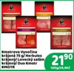 Brněnka Kmotrova Vysočina krájená 75 g/HerKules krájený/Lovecký salám krájený/Duo Kmotr KMOTR nabídka