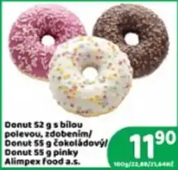 Brněnka Alimpex food a.s. donut s bilou polevou zdobenim donut 55 g cokoladovy donut 55 g pinky nabídka