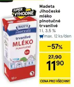 Tesco Madeta Jihočeské mléko plnotučné trvanlivé nabídka