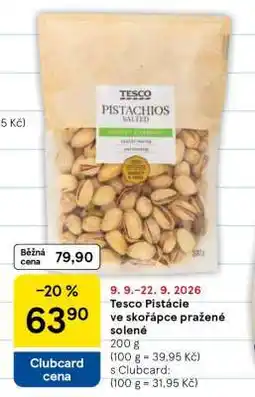 Tesco Tesco Pistácie ve skořápce pražené solené nabídka