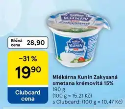 Tesco Mlékárna Kunín Zakysaná smetana krémovitá 15% nabídka